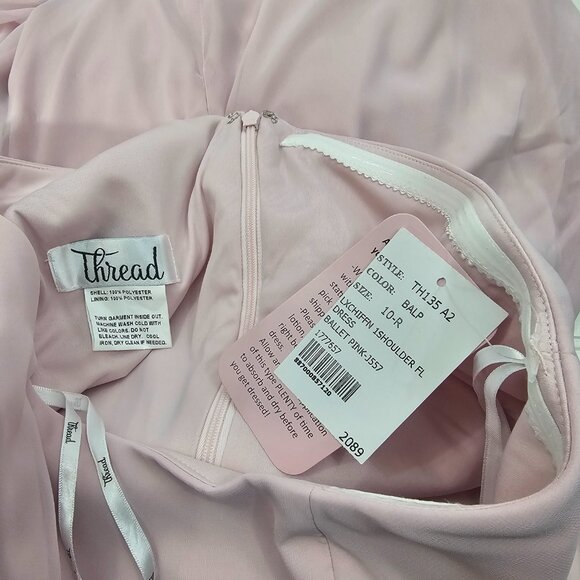 Thread Women's Pink One Shoulder Circle Skirt Chiffon Maxi Dress Size 10R NWT - Picture 10 of 16